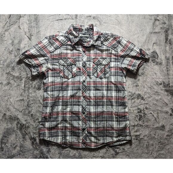 Buckle Other - Buckle Black Label Short Sleeve Snap Up Shirt Men's Size Large Slim Fit